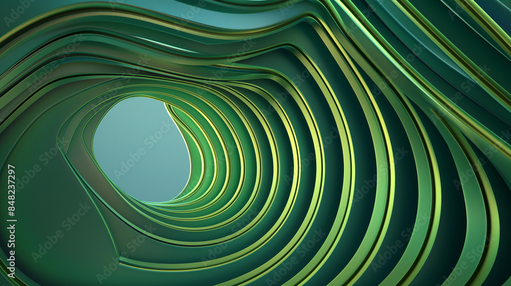 Obraz premium A green spiral with a hole in the middle