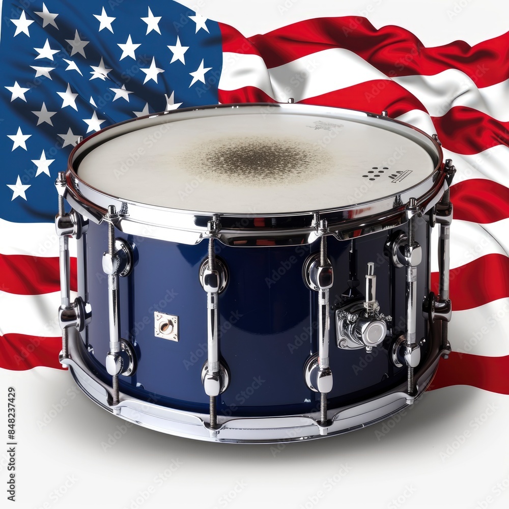 Obraz premium Minimalist Drum with star accents isolated on transparent, flat vector, simple, minimalistic, clipart, vector, resolution, tshirt, template