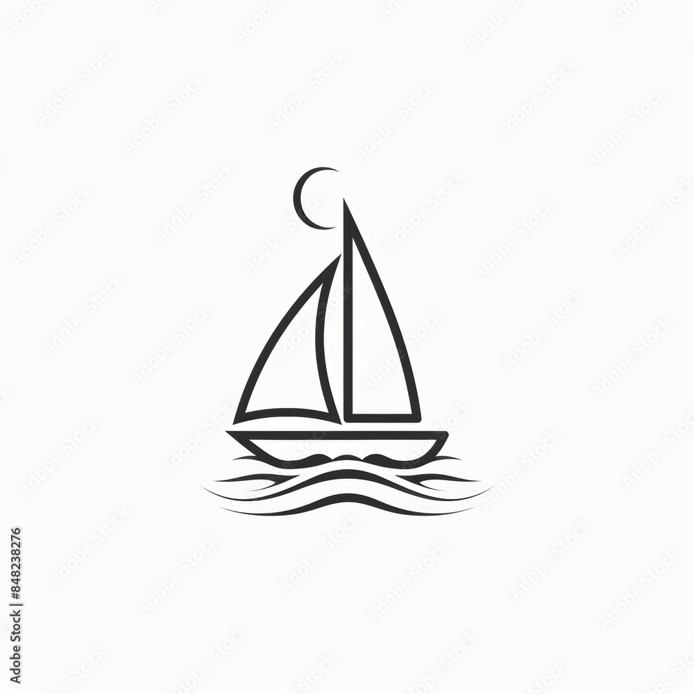 Simple icon design with a sailing ship over white background Simple icon design with a sailing ship over white background