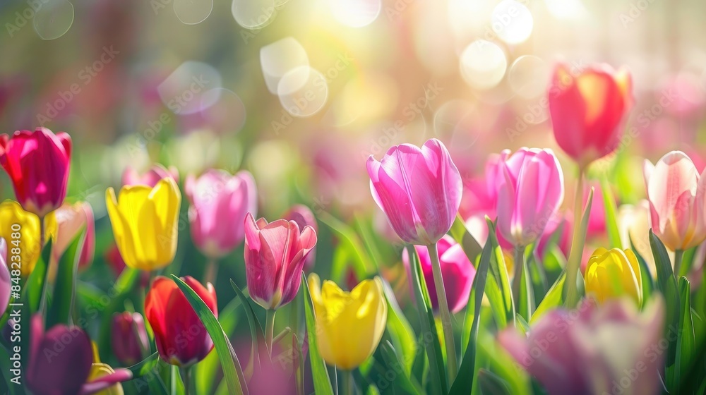 Vibrant Tulips in a Spring Field Vibrant Tulips in a Spring Field