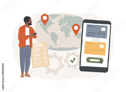 Money transfer isolated concept vector illustration.