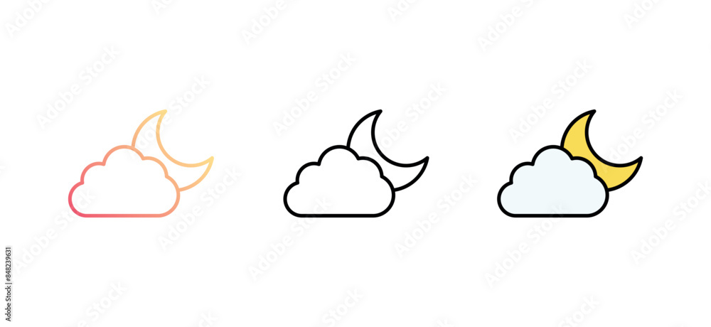 Cloudy Night icon design with white background stock illustration Cloudy Night icon design with white background stock illustration