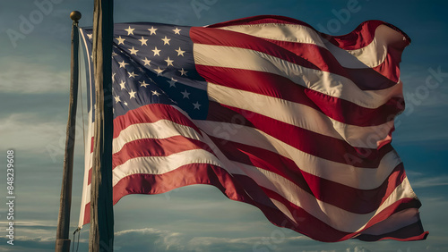 American Pride Unfurled A Photorealistic Flag in Cinematic Motion photo