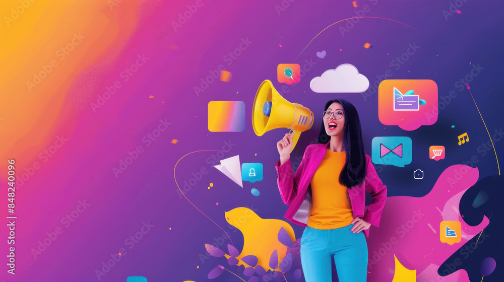 Social media banner with engaging visuals and catchy slogans Social media banner with engaging visuals and catchy slogans