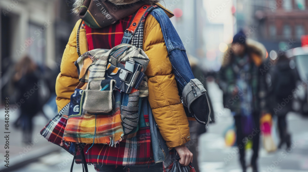 Obraz premium Street style fashion with layered clothing and unique accessories