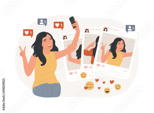Selfie isolated concept vector illustration.