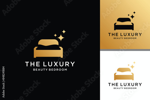 Luxury bed logo vector logo inpiration 