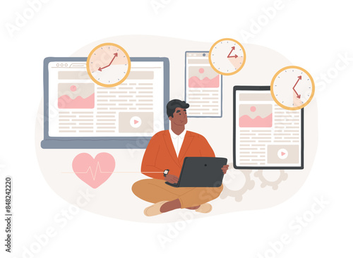 Digital wellbeing isolated concept vector illustration.