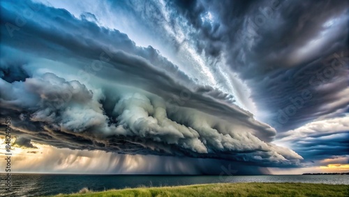 Dramatic cloud formation during a powerful squall line , storm, weather, atmospheric, ominous, dark, clouds, sky, nature photo