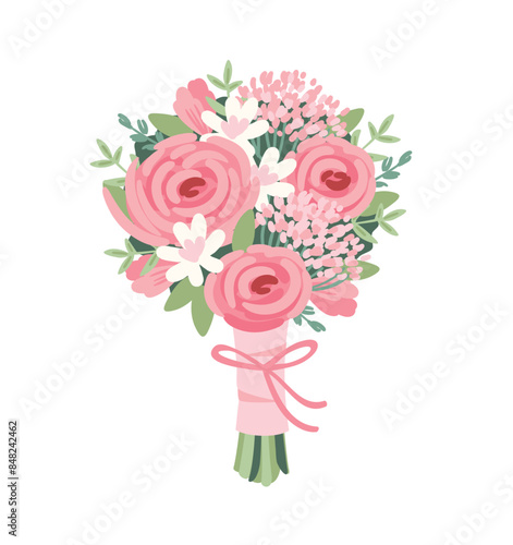 Small wedding bouquet. Vector isolated illustration. Design element for wedding concept and other
