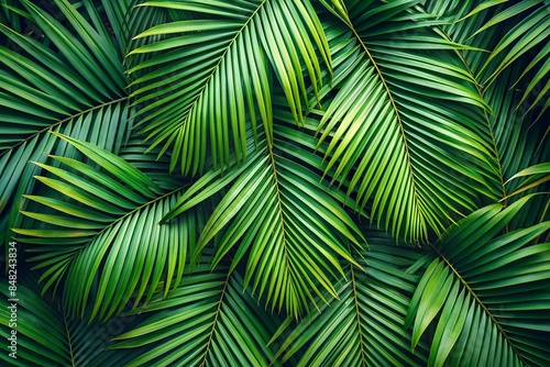 Palm tree leaves seamless pattern with copy space © R K LAB