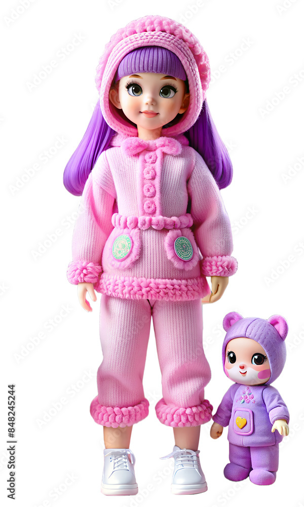 A doll in pink pajamas on a transparent background, generated by AI, PNG transparent background A doll in pink pajamas on a transparent background, generated by AI, PNG transparent background