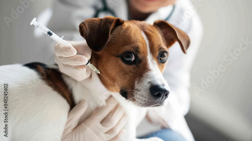 Veterinarian giving a dog a vaccination