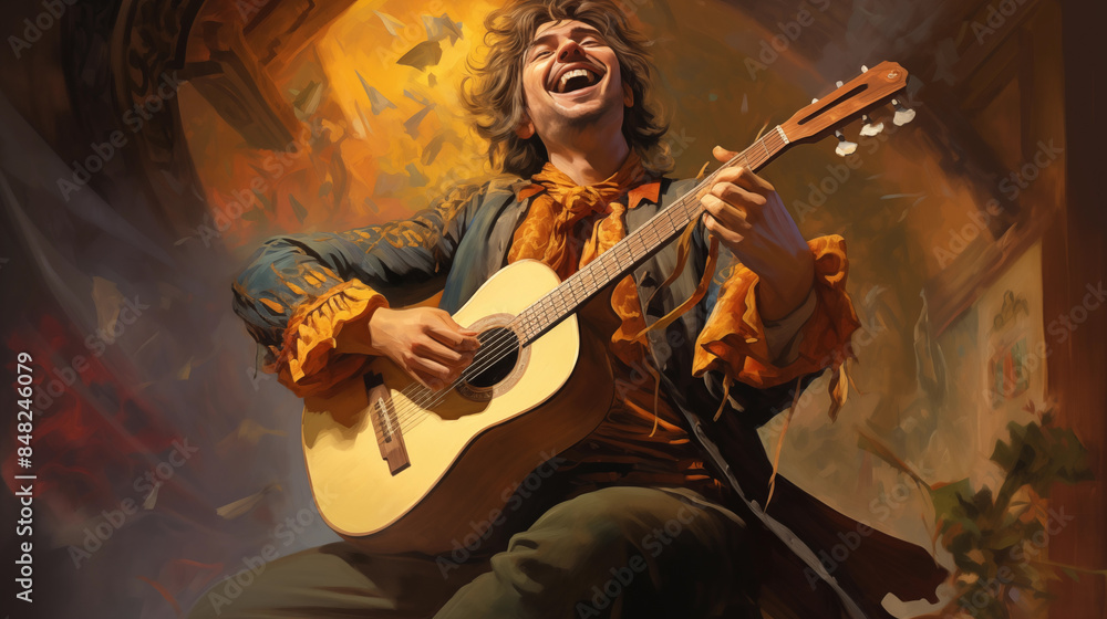 Jubilant Bard Sharing Tales of Adventure and Merriment Jubilant Bard Sharing Tales of Adventure and Merriment