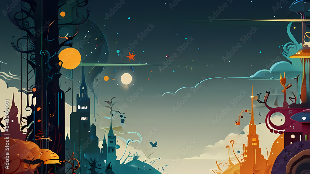 Obraz premium Illustration Background of Colorful Building Art Theme 