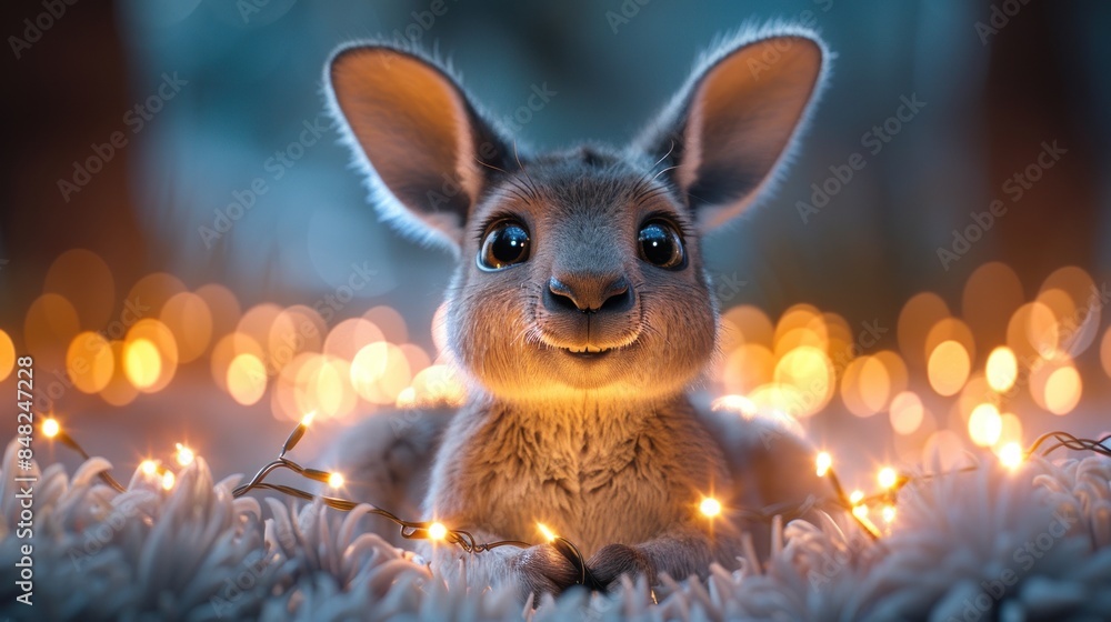 Cute baby kangaroo with Christmas activities Cute baby kangaroo with Christmas activities