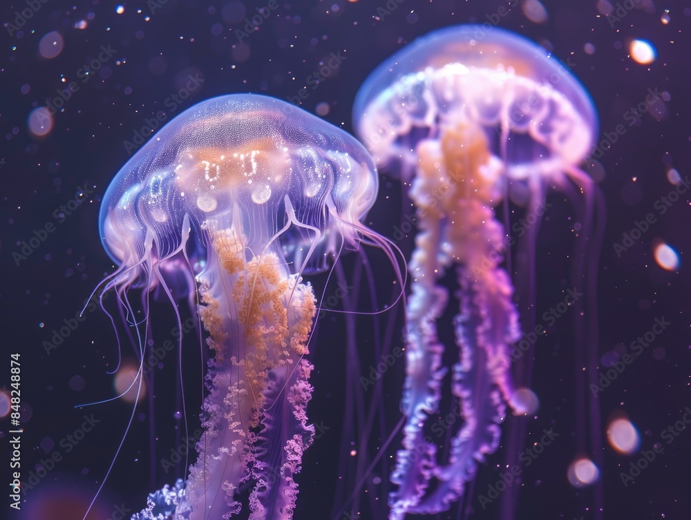 Fototapeta premium Jellyfish floating in ocean