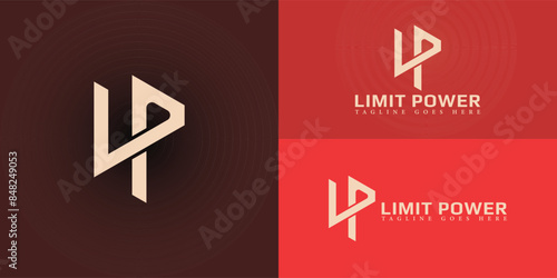Abstract initial letters LP or PL logo in gold color isolated on multiple background colors. The logo is suitable for physical fitness business logo vector design illustration inspiration templates.