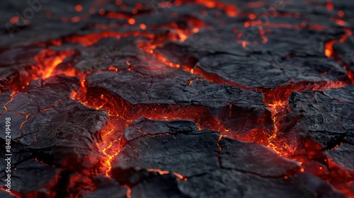 heat red cracked ground texture after eruption volcano. Generative AI