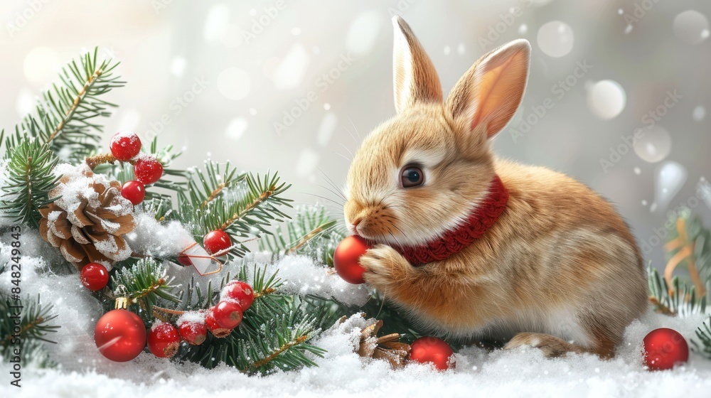 Cute little bunny and Christmas festival Cute little bunny and Christmas festival