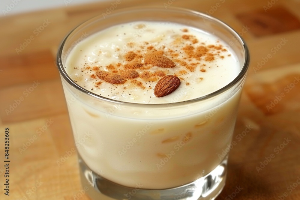 Creamy homemade rice pudding with cinnamon and almond Creamy homemade rice pudding with cinnamon and almond