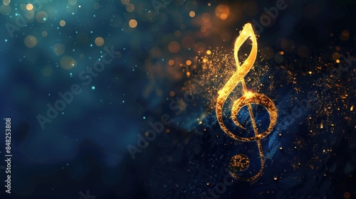 Futuristic blue gold color musical note rhythmic background music