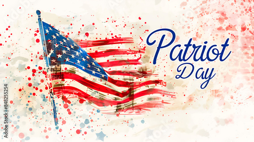 USA flag on light background and words Patriot Day photo