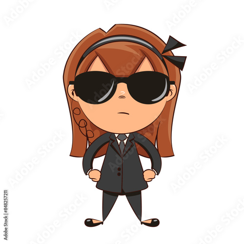 Girl bodyguard hands on hips