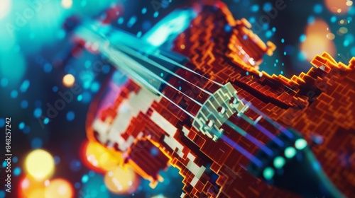 Cello made of blocks. 3d illustration.
