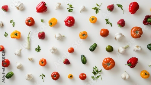 Vegetables displayed on a white backdrop