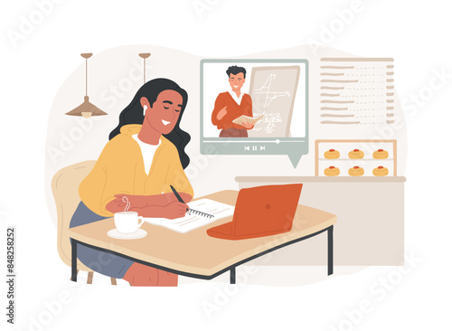 Video lecture isolated cartoon vector illustrations.
