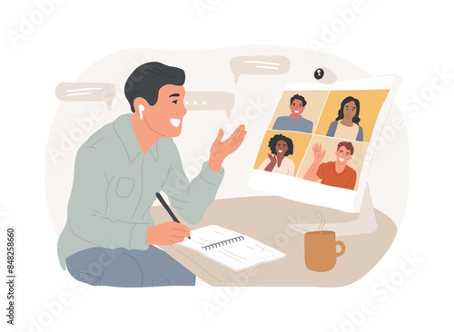 Online discussion isolated cartoon vector illustrations.