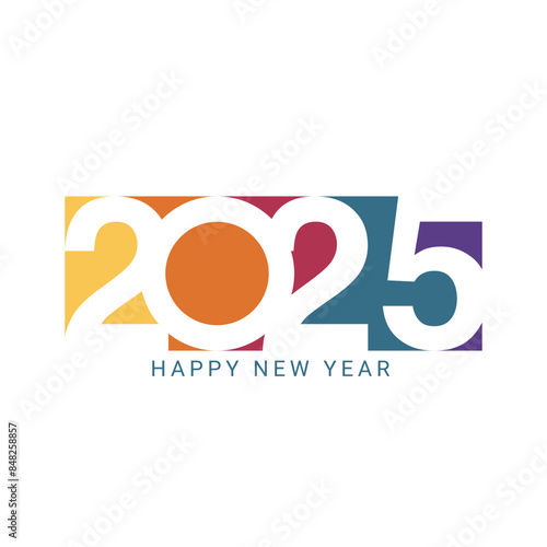 Happy New Year 2025 design. Colorful illustration of truncated numbers. Vector design for New Year 2025 poster, banner, greeting and celebration.