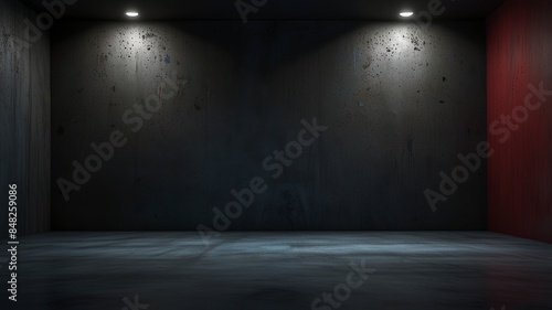 Free Photo Empty Dark white Studio Background and black Floor Concrete perspective with blue soft light well editing Floor Display product and text present on Wall Room © Graphic Leading 