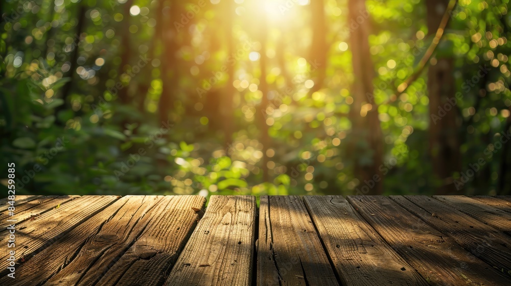 Blurred nature backdrop featuring wooden flooring Blurred nature backdrop featuring wooden flooring