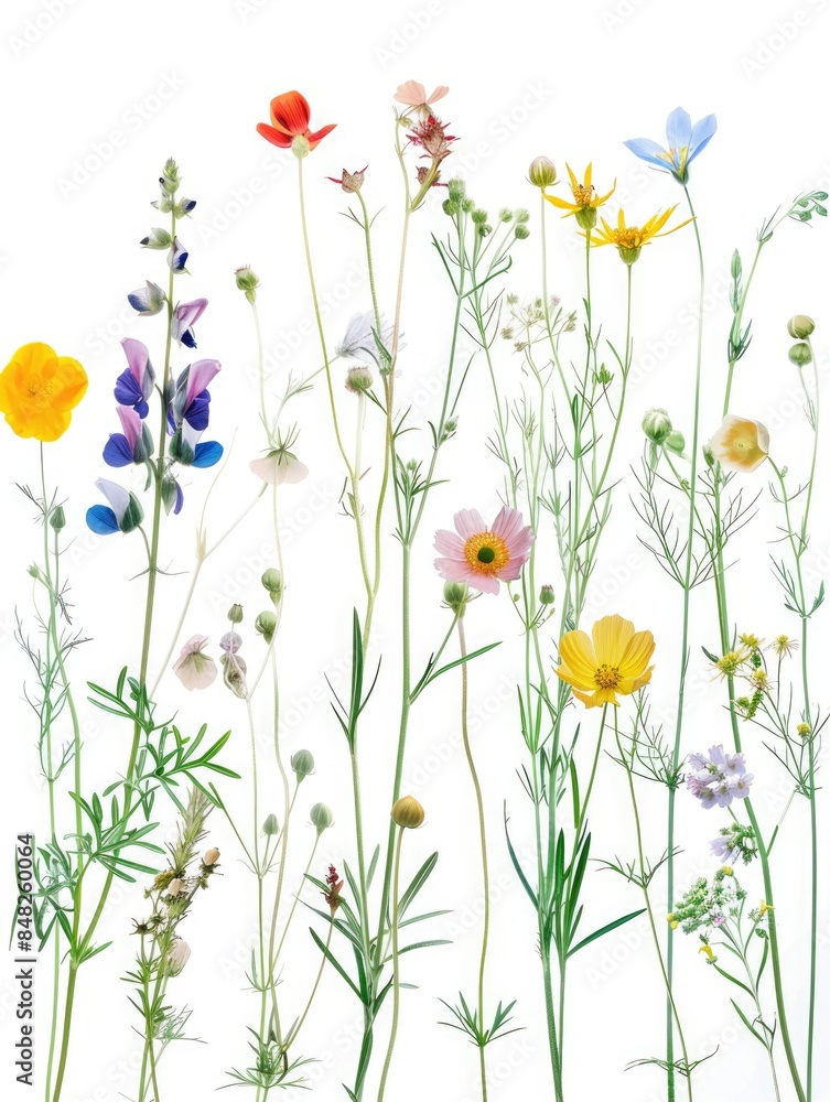Colored flowers on white Colored flowers on white