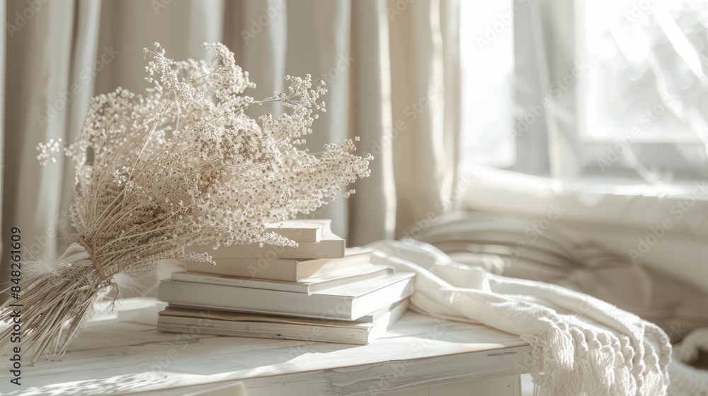 Boho image with book and flowers Boho image with book and flowers