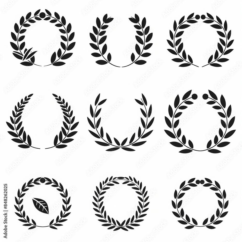 Fototapeta premium Vector illustration of wheat ear. Round shape icon frame border