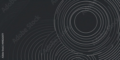 Abstract background with a minimalistic geometric pattern, simple lines in dark gray and white colors on a black background Generative AI
