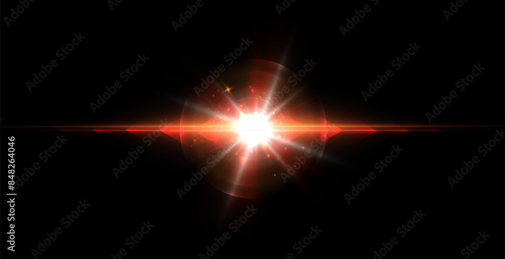 Bright light effect with rays and glare shines with red light for vector illustration.
Bright light effect with rays and glare shines with red light for vector illustration.