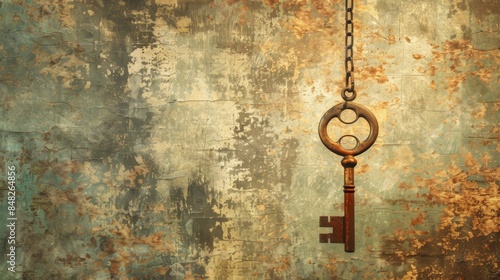 Antique Key on Rustic Wall © Naraksad