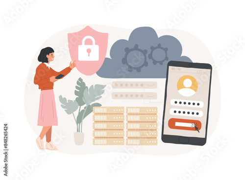 Cloud computing security isolated concept vector illustration.