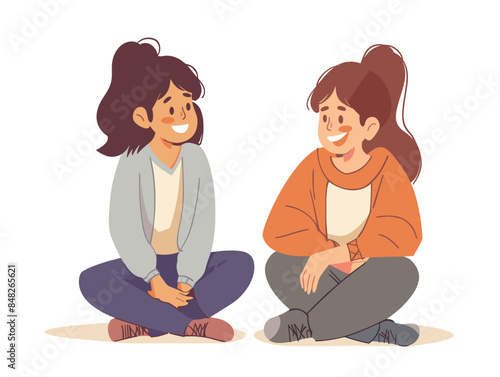 white background, Two friends sharing a joke and laughing together., very simple and isolate in the style of animated illustrations, white background