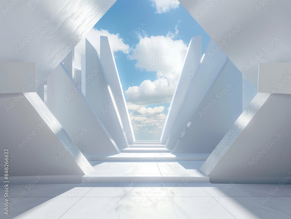 Empty Room with Sky Background Empty Room with Sky Background