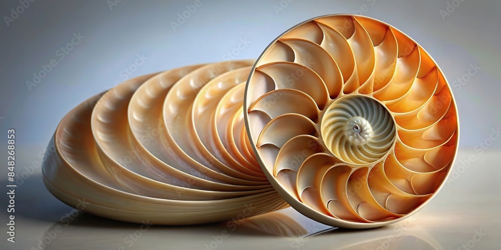 Spiral elegance of a nautilus shell exemplifying Fibonacci sequence ...