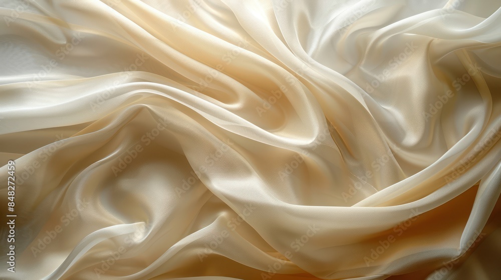 Luxurious close-up of smooth white silk fabric with elegant folds and soft texture, perfect for fashion and textile themes. Luxurious close-up of smooth white silk fabric with elegant folds and soft texture, perfect for fashion and textile themes.