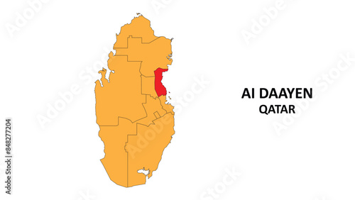 Ai Daayen Map in Qatar. Vector Map of Qatar. Regions map of Qatar. photo