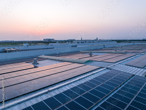 view of solar power panels on rooftop