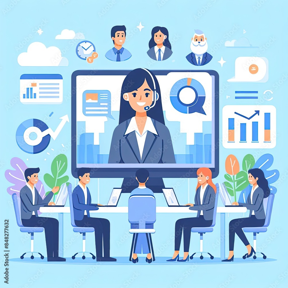illustration business meeting in office illustration business meeting in office