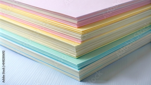 Stack of pastel colored sheets of paper cardstock, pastel, colored, sheets, paper, cardstock, stack